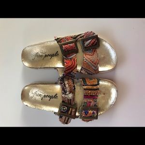 Free People Embroidered Birkenstock Style Sandals